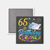 Aimant 65e anniversaire Croisière B-Day Carré de fête (Recto/Verso)