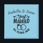 Aimant 65e anniversaire du Mariage Noms personnalisés Sky<br><div class="desc">Commémorez votre soixante-cinquième anniversaire de mariage avec cet arrière - plan bleu ciel,  aimant personnalisé. Personnalisez les noms en texte noir à votre propre ou au couple célébrant cette étape. Idéal aussi pour une fête !</div>