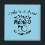 Aimant 65e anniversaire du Mariage Noms personnalisés Sky<br><div class="desc">Commémorez votre soixante-cinquième anniversaire de mariage avec cet arrière - plan bleu ciel,  aimant personnalisé. Personnalisez les noms en texte noir à votre propre ou au couple célébrant cette étape. Idéal aussi pour une fête !</div>