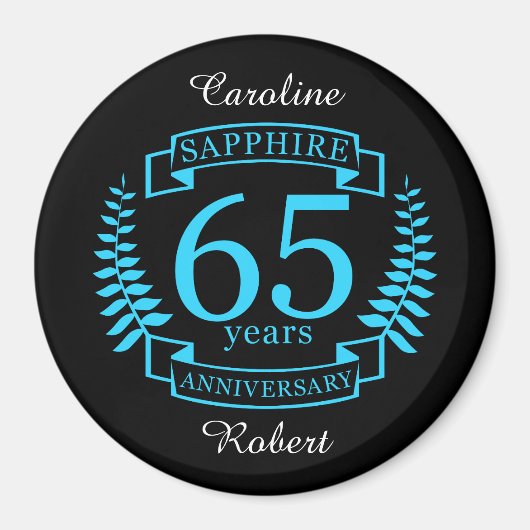 Aimant 65e ANNIVERSAIRE Mariage SAPPHIRE (Devant)