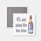 Aimant 65e anniversaire Vieillir comme du vin (Recto/Verso)