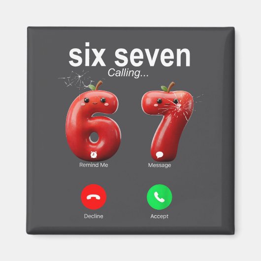 Aimant 67 Appelle Drôle Mème 67 Accepte Silly Six Sept (Devant)