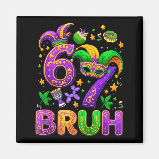 Aimant 67 Bruh Mardi Gras Jester Mask New Orleans  (Devant)