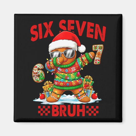 Aimant 67 Christmas 6 7 Meme Gingerbread Man Xmas Pajamas (Devant)