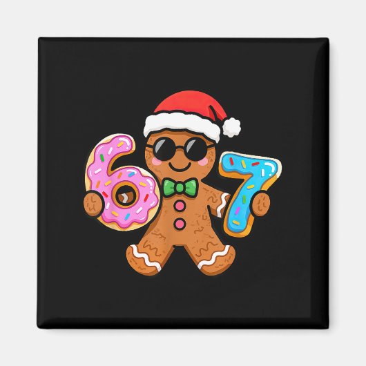 Aimant 67 Christmas Gingerbread Six Seven Meme Gen Alpha  (Devant)