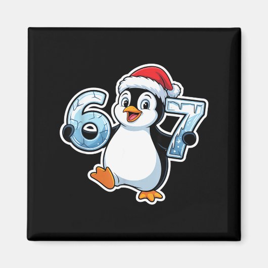 Aimant 67 Christmas Penguin Santa Hat Birthday Holiday  (Devant)