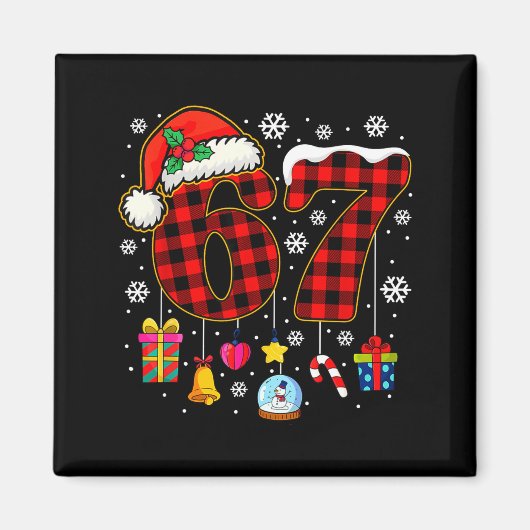 Aimant 67 Christmas Red Plaid 6 7 Six Seven Boys Christma (Devant)