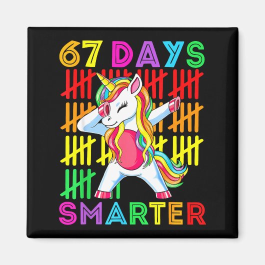 Aimant 67 Days Smarter Kids Girls Unicorn 67th Day Of Sch (Devant)