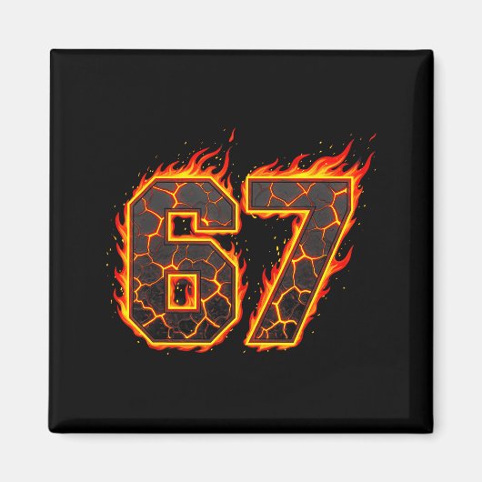 Aimant 67 Flammes Mème Six Sept Feu Drôle Gen Alpha Slan (Devant)