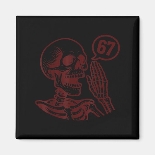 Aimant 67 Halloween Squelette Six Sept Mème Brainrot Drôl (Devant)