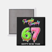 Aimant 67 Happy New Year's Eve Six Seven Funny 2026 Brain (Recto/Verso)