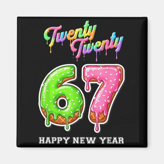 Aimant 67 Happy New Year's Eve Six Seven Funny 2026 Brain (Devant)