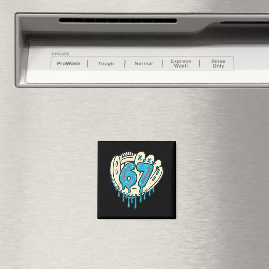 Aimant 67 Ice Cream Drip Funny Six Seven Baseball  (In Situ (Lave-vaisselle))