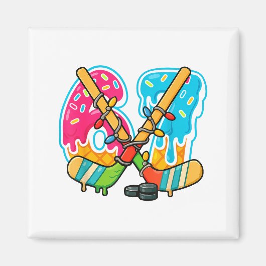 Aimant 67 Ice Cream Drip Hockey Christmas Light  (Devant)