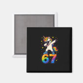 Aimant 67 Licorne Dabbing Six Sept Mème Drôle (Recto/Verso)