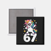 Aimant 67 Licorne Dabbing Six Sept Mème Drôle (Recto/Verso)