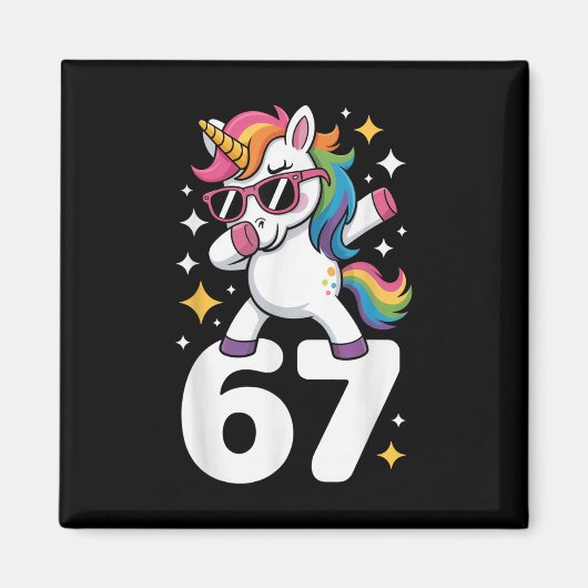 Aimant 67 Licorne Dabbing Six Sept Mème Drôle (Devant)