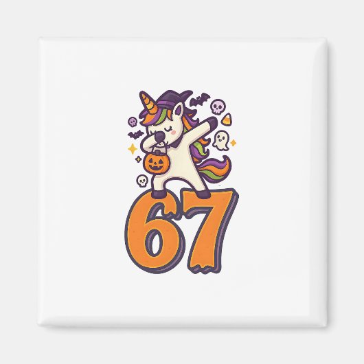 Aimant 67 Licorne Halloween Brainrot Meme Six Seven Fille (Devant)