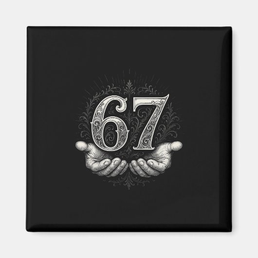 Aimant 67 Meme 6 7 Six Seven Mains Drôle Gen Alpha Argot (Devant)