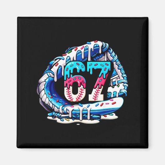 Aimant 67 Meme Argot Gant de Baseball Drip Glace Six Se (Devant)