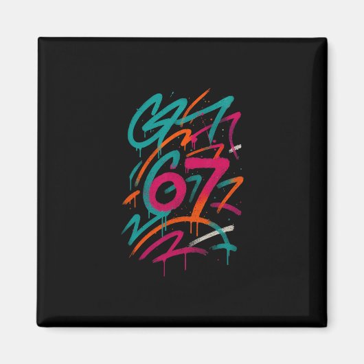 Aimant 67 Mème Caché Tendance Gen Z Alpha Six Sept 6 7 (Devant)