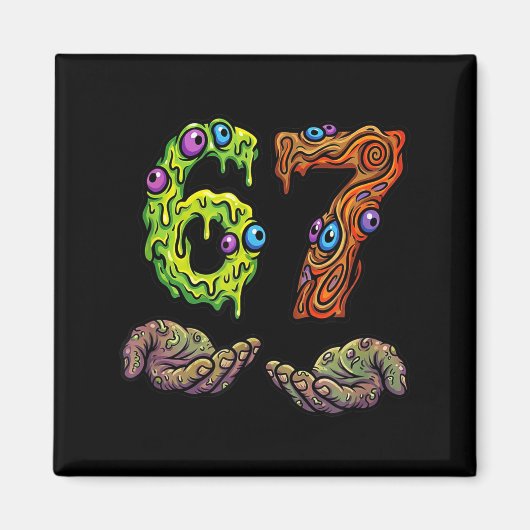 Aimant 67 Meme Funny Gen Alpha Six Seven Hands Gesture Br (Devant)