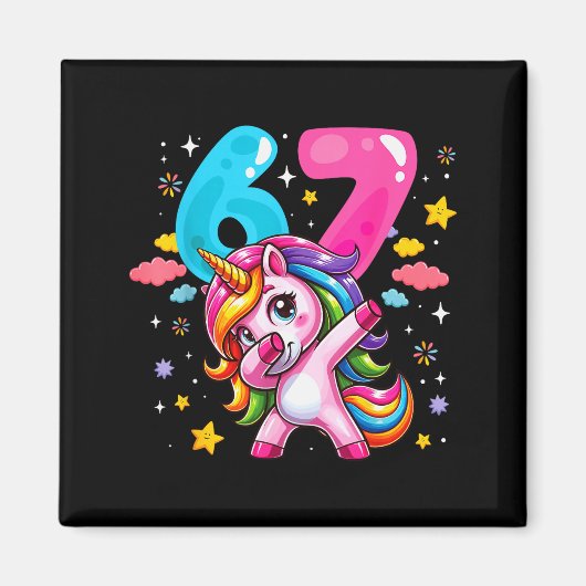 Aimant 67 Meme Licorne Pour Filles Six Sept Meme Brainrot (Devant)