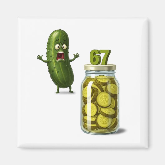 Aimant 67 Meme Pickle Surprise Un pot de pickles tranchée (Devant)