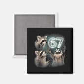 Aimant 67 Meme Racoon Howling At The Moon Six Seven Trash (Recto/Verso)