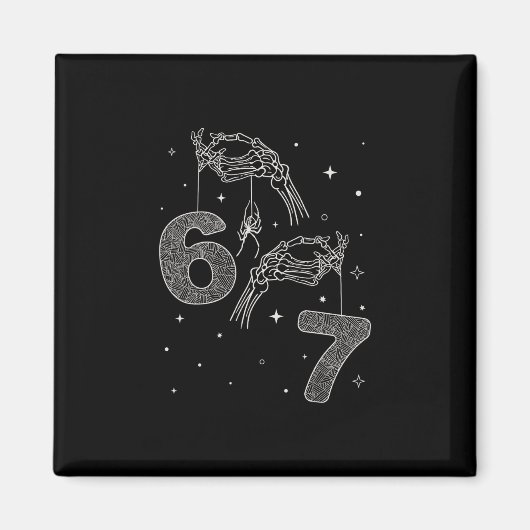 Aimant 67 Meme Skeleton Hand Funny Halloween Six Seven Te (Devant)