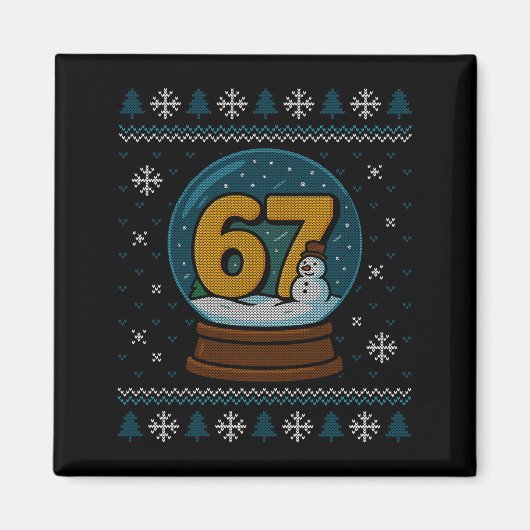 Aimant 67 Meme Snow Globe Christmas Ugly Sweater Xmas Cel (Devant)