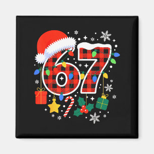 Aimant 67 Noël carreau rouge 6 7 Six Sept Garçons
