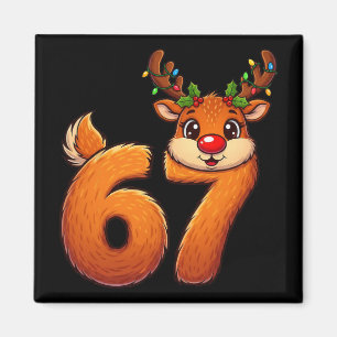 Aimant 67 Noël Drôle de Renne Bruh Mème Pyjama Femme