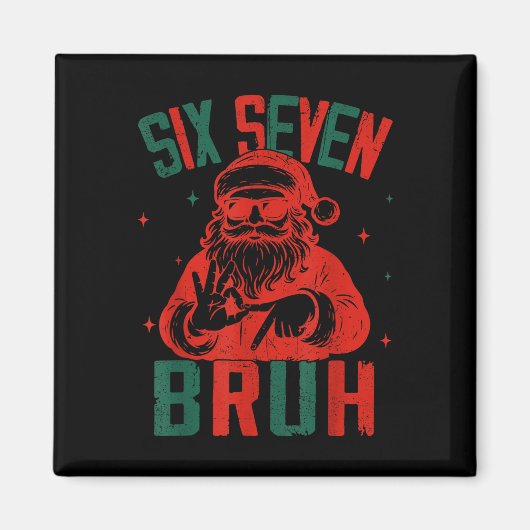 Aimant 67 Noël Drôle Six Sept Bruh Mème Brainrot Sa (Devant)