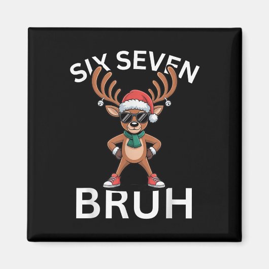 Aimant 67 Noël Drôle Six Sept Mème Reindee Brainrot (Devant)