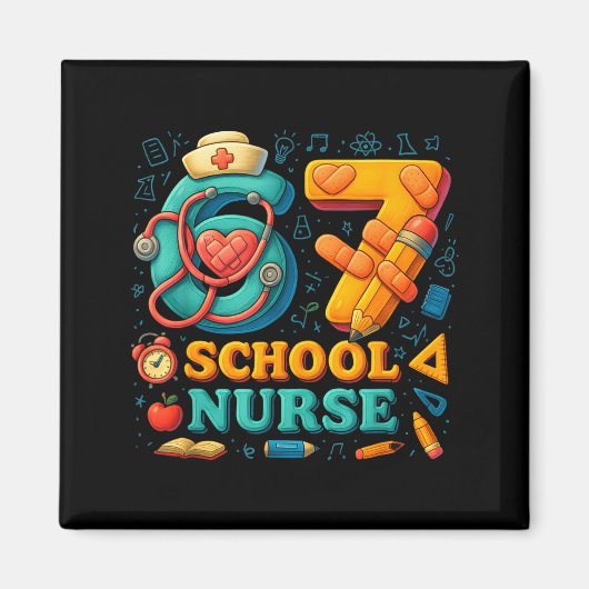 Aimant 67 Nurse Days Funny Medical Back To School  (Devant)