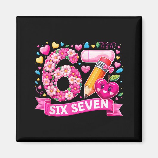 Aimant 67 Six Seven 6 7 Mème Conception d'enseignant de l (Devant)