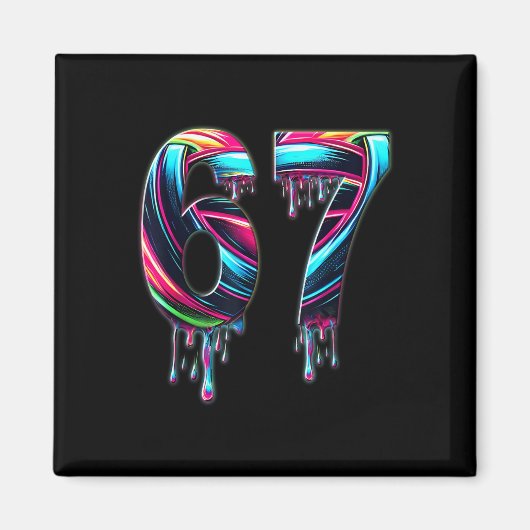 Aimant 67 Six Seven 6 7 Meme Design Funny 6 7  (Devant)