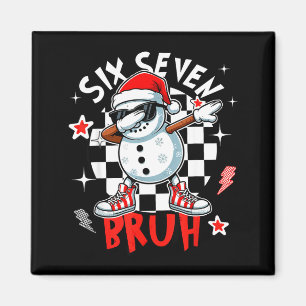 Aimant 67 Six Seven Bruh Drôle de Bonhomme de Neige Noël