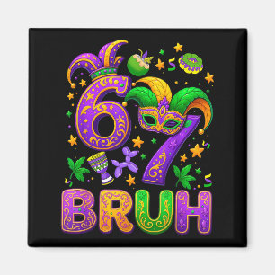 Aimant 67 Six Seven Bruh Mardi Gras Chapeau de Bouffon Pe