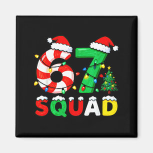 Aimant 67 Squad Noël Canne de Bonbons Six Sept Memes Xmas