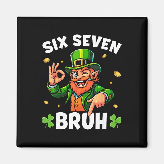 Aimant 67 St Patricks Drôle Six Seven Meme Leprechaun Gar (Devant)