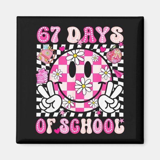Aimant 67th Day Of School 67 Days Smarter Teacher Girl Wo (Devant)