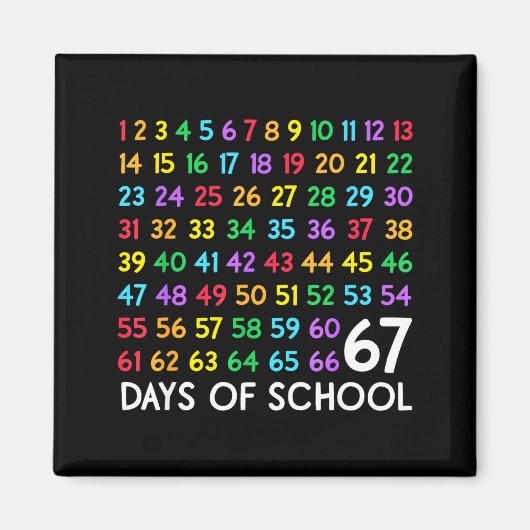 Aimant 67th Day Of School Teacher Kids 67 Math Numbers 10 (Devant)