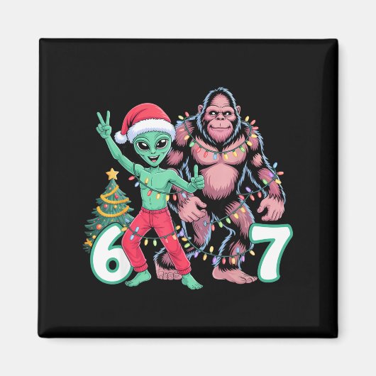 Aimant 6 7 Meme Noël Alien Sasquatch Six Sept Amusant (Devant)