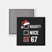Aimant 6-7 Mème Noël Naughty Nice 67 Six Sept Drôle (Recto/Verso)