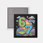 Aimant 6 7 Six Seven Gaming Gen Z Alpha Argot de mème (Recto/Verso)