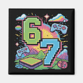 Aimant 6 7 Six Seven Gaming Gen Z Alpha Argot de mème (Devant)