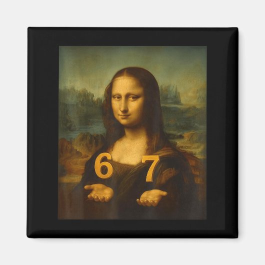 Aimant 6 7 Six Seven Meme 67 Funny Mona Lisa Gen Z Alpha (Devant)