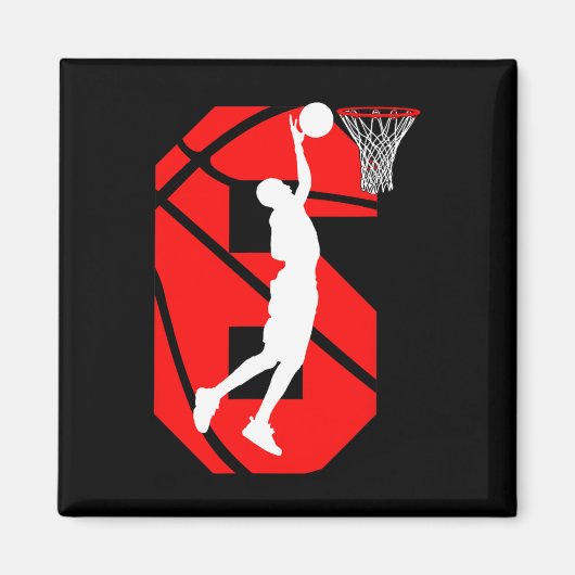 Aimant 6 ans 6e anniversaire Boy Basketball amoureux (Devant)